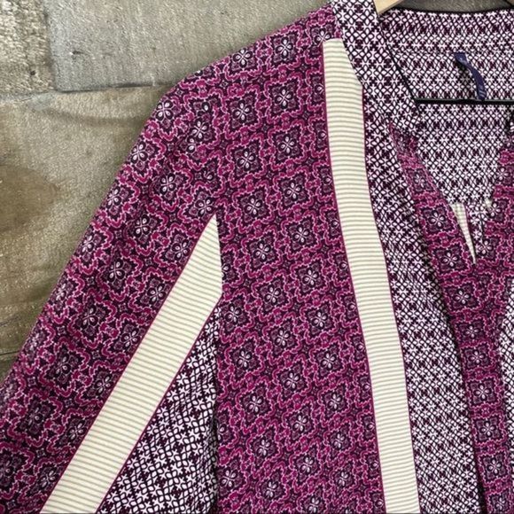 NYDJ Scarf Print Split Neck Blouse - Picture 4 of 13